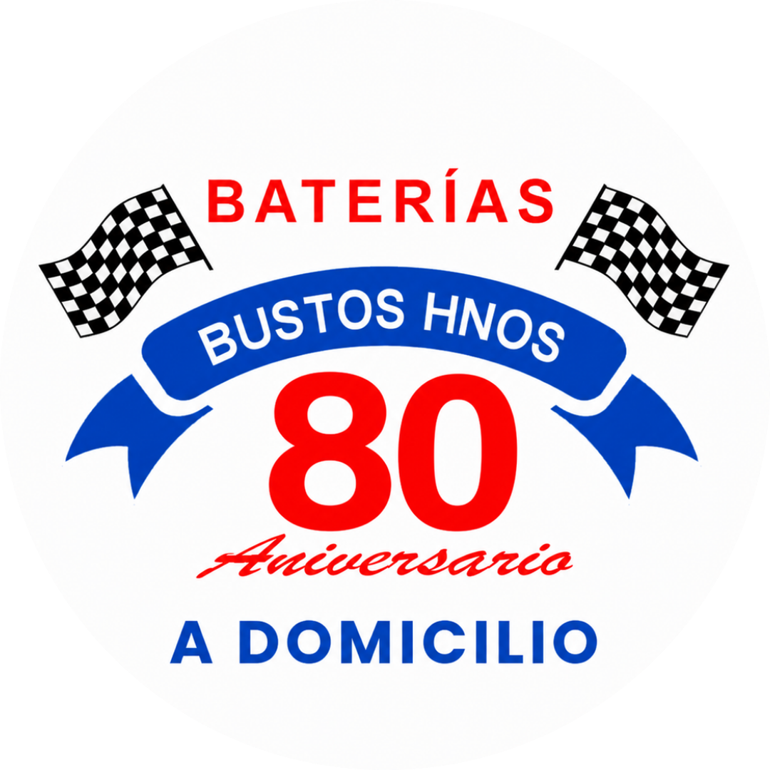 Logo del 80 aniversario de Acumuladores Bustos Hermanos